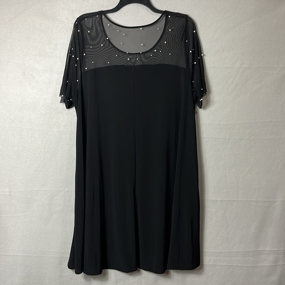 Nina Leonard‎ Womens Swing Dress Mesh Top Beads Midi Size 2X Pockets Black - Picture 3 of 6